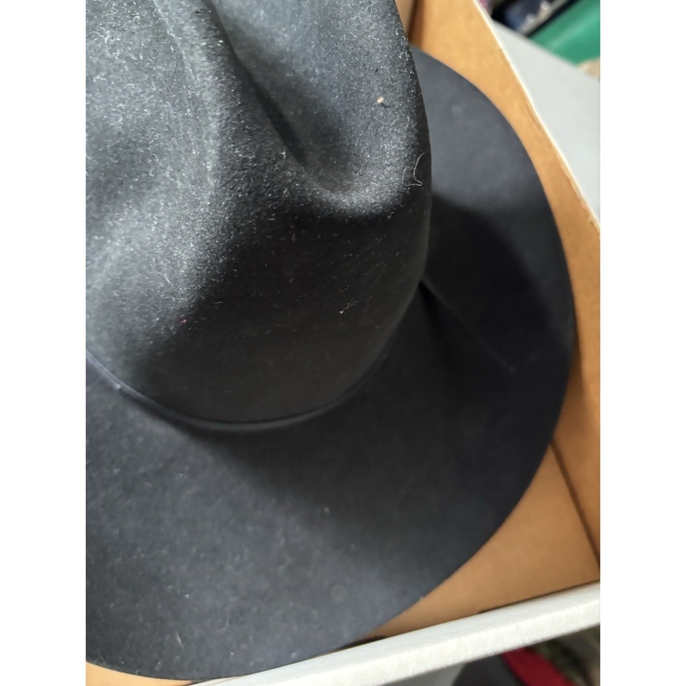 Vtg‎ Resistol 4X Beaver Fur Cowboy Hat Black 7 3/8 Self Conforming USA  W/box